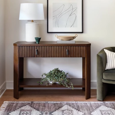 46" Laguna Nigel Fluted Wooden Console Table Brown - Threshold™ Designed With Studio McGee 3 46" Laguna Nigel Fluted Wooden Console Table Brown - Threshold™ Designed With Studio McGee