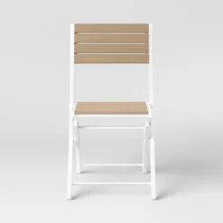 Bryant 4pk Faux Wood Folding Patio Bistro Chairs - White/Light Wood - Threshold™ -Whalen Furniture GUEST 048e3749 da5e 4a40 8226 5119b7660d58