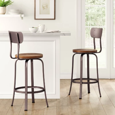Dakota Swivel Wood Seat Barstool With Adjustable Legs Metal - Threshold™ 3 Dakota Swivel Wood Seat Barstool With Adjustable Legs Metal - Threshold™