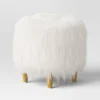 Holley Mongolian Fur/Wood Ottoman Cream - Threshold™: Padded, No Assembly, Plywood Frame -Whalen Furniture GUEST 086a8700 7f85 49ad b8a4 3116f439997c