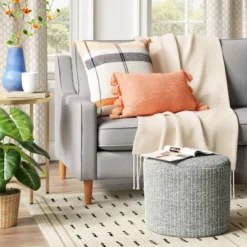 Alderson Round Pouf - Threshold™: Transitional Footrest, Wool-Blend Cylinder, No Assembly Required