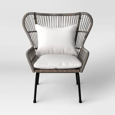 2pc Steel And Wicker Latigo Rust Resistant Outdoor Patio Club Chairs Gray - Threshold™ 4 2pc Steel And Wicker Latigo Rust Resistant Outdoor Patio Club Chairs Gray - Threshold™ - Image 2