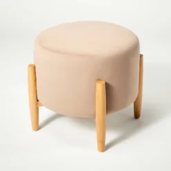 Elroy Round Velvet Ottoman With Wooden Legs - Threshold™ Designed With Studio McGee -Whalen Furniture GUEST 13e14aa9 b8ef 4504 a404 2a753759c130