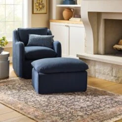 Slipcover Ottoman Blue - Threshold™ Designed With Studio McGee