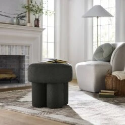 Boucle Fully Upholstered Accent Ottoman Stool - Threshold™ -Whalen Furniture GUEST 1cfc8117 f339 44d7 aa02 76001e2e0d10