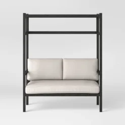 Ryegate 2pc 4' Mini Patio Daybed With Ottoman Weathered Teak - Threshold™ -Whalen Furniture GUEST 21a748c0 b63f 40d1 bcbd 1159f522c39f