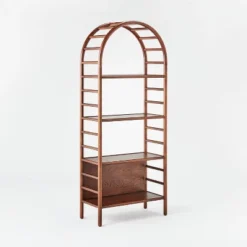 72" Holladay Curved Wooden Bookcase - Threshold™ Designed With Studio McGee -Whalen Furniture GUEST 245145c7 43e9 43cb 9096 d7c8d5f6dc83