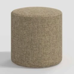Round Thalia Ottoman In Textured Linen - Threshold™ -Whalen Furniture GUEST 26599592 80e4 416a 8427 b087092ea95d