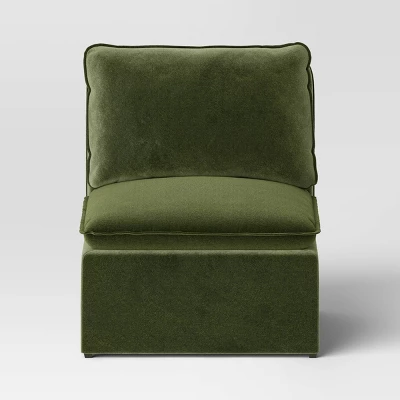 Haven Velvet Modular French Seam Sofa Chair Dark Green - Threshold™ 4 Haven Velvet Modular French Seam Sofa Chair Dark Green - Threshold™ - Image 2