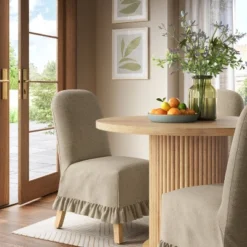 Rounded Back Slipcovered Dining Chair With Ruffle - Threshold™ -Whalen Furniture GUEST 30362ace ce07 4d5e 9dde 26ff1115dcf8