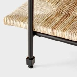 Metal And Rush Weave Top Console Table Black - Threshold™ Designed With Studio McGee: Mahogany Frame, Square Entryway Table -Whalen Furniture GUEST 3f8ac156 d6a8 49ca b6f0 3fd94dabd00e