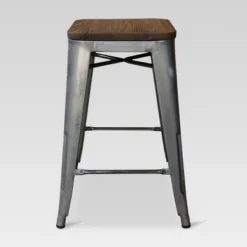 Set Of 2 Hampden Industrial 24" Counter Height Barstool Natural Metal - Threshold™ -Whalen Furniture GUEST 409db75d c29b 4926 bec6 cf73119ea7dd