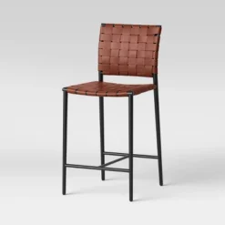 Wellfleet Woven Faux Leather Metal Base Counter Height Barstool - Threshold™ -Whalen Furniture GUEST 46cd9a60 0f2f 40e3 aa66 36374f1570ef
