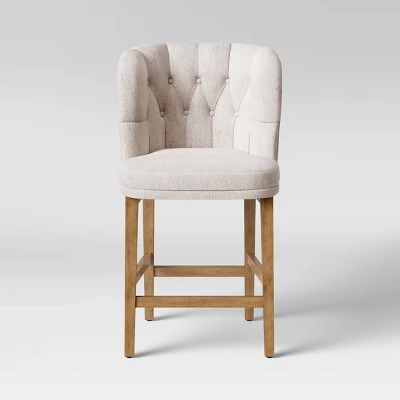 Winfall Tufted Barrel Counter Height Barstool Linen - Threshold™ 4 Winfall Tufted Barrel Counter Height Barstool Linen - Threshold™ - Image 2