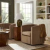 Vernon Upholstered Barrel Swivel Chair Light Brown Velvet - Threshold™ Designed With Studio McGee 1 Vernon Upholstered Barrel Swivel Chair Light Brown Velvet - Threshold™ Designed With Studio McGee -Whalen Furniture GUEST 49ad11ce 22be 4758 9076 a63435d35d59