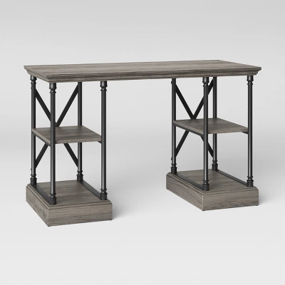 Conway Wood Writing Desk With Storage Gray - Threshold™ 4 Conway Wood Writing Desk With Storage Gray - Threshold™ - Image 2
