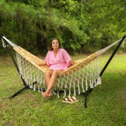 10' Bryant T-Spun Fringe Outdoor Fabric Hammock Dark Yellow - Threshold™: Weather-Resistant, No Stand -Whalen Furniture GUEST 514a9aac 23e8 45d5 9e5e 598ad541f69c