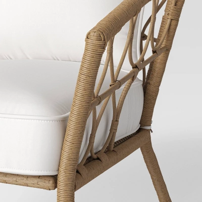 Steel And Wicker Britanna Rust Resistant Outdoor Patio Loveseat Arm Chair Light Brown - Threshold™ 6 Steel And Wicker Britanna Rust Resistant Outdoor Patio Loveseat Arm Chair Light Brown - Threshold™ - Image 4