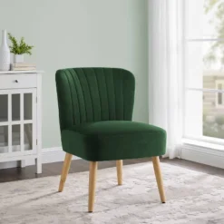 Chelidon Velvet Slipper Chair Green - Threshold™ -Whalen Furniture GUEST 5719485c 1f7e 4310 95d0 4d96f29262e8