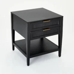 East Bluff 2 Drawers Woven Accent Table Black - Threshold™ Designed With Studio McGee -Whalen Furniture GUEST 575de8be 7e88 4543 b84c fdce79d39cf3