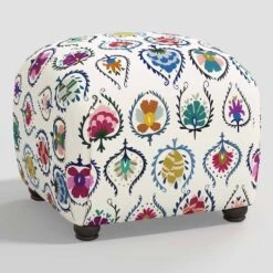 Poppy Ottoman In Damask - Skyline Furniture -Whalen Furniture GUEST 5867c2e1 d2bd 4764 a0a7 f4768b2f2ade