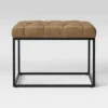 Trubeck Tufted Metal Base Ottoman Faux Leather Brown - Threshold™: Padded Footstool, No Assembly Required -Whalen Furniture GUEST 6157a7ff 1bf7 44e1 b846 3ae5cf7f4815