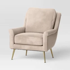 Carmine Luxe Arm Accent Chair With Brass Legs - Threshold™ -Whalen Furniture GUEST 6652745f 1be4 43f4 b70b d04a0ca617a6