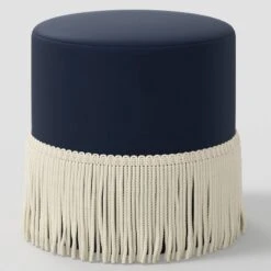 Fringe Drum Ottoman In Velvet - Threshold™ -Whalen Furniture GUEST 68f1f4fb 90a4 4f56 b1f4 a7da5ce6bff4