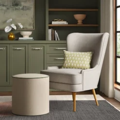 Contrast Welt Drum Ottoman In Velvet - Threshold™ 12 Contrast Welt Drum Ottoman In Velvet - Threshold™ -Whalen Furniture GUEST 6ceab47d 0668 4dfe bc20 8c18c28502e8