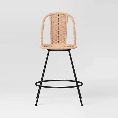 Olivine Rounded Back Woven Counter Height Barstool With Metal Legs Natural - Threshold™ 4 Olivine Rounded Back Woven Counter Height Barstool With Metal Legs Natural - Threshold™ - Image 2