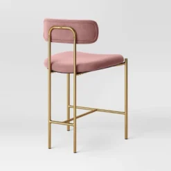 Orion Luxe Backed Counter Height Barstool With Brass Legs Blush Velvet - Threshold™ -Whalen Furniture GUEST 6fae67b2 b02e 4960 846e d794af26c1cf