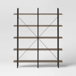 72" Banks 5 Shelf H Frame Bookcase Brown - Threshold™ -Whalen Furniture GUEST 743af568 244d 4185 945b 61dfbce51f78