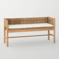 Elden Wood Bench With Woven Back And Loose Cushion Seat - Threshold™ Designed With Studio McGee -Whalen Furniture GUEST 75b2f7b0 b6bf 42c9 a9a5 2942b2a9c6e5