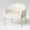 Gladden Barrel Accent Chair Cream Boucle/Brass - Threshold™: Gold-Tone Metal Legs, Curved Back, Upholstered Armchair -Whalen Furniture GUEST 7612b17e 690d 4bf7 bafc 9eef629672a5