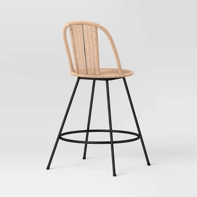 Olivine Rounded Back Woven Counter Height Barstool With Metal Legs Natural - Threshold™ 5 Olivine Rounded Back Woven Counter Height Barstool With Metal Legs Natural - Threshold™ - Image 3