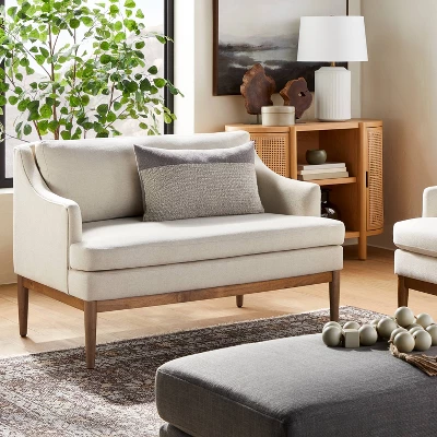 Howell Upholstered Loveseat With Wood Base Cream - Threshold™ Designed With Studio McGee 3 Howell Upholstered Loveseat With Wood Base Cream - Threshold™ Designed With Studio McGee