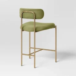 Orion Luxe Backed Counter Height Barstool With Brass Legs Olive Green Velvet - Threshold™ -Whalen Furniture GUEST 7e783766 9223 4da7 9627 10de0ab7294f