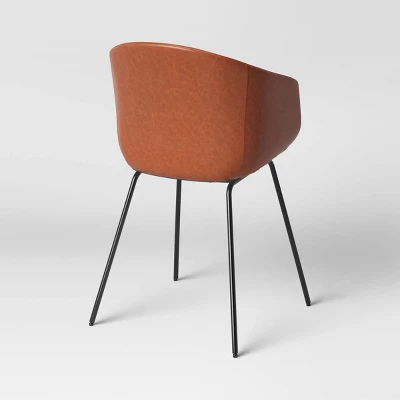 Mossman Faux Leather Tub Dining Chair Brown - Threshold™ 5 Mossman Faux Leather Tub Dining Chair Brown - Threshold™ - Image 3