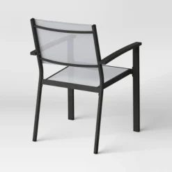 2pc Ryegate Weathered Teak Sling Outdoor Patio Dining Chairs Arm Chairs Gray - Threshold™ -Whalen Furniture GUEST 84955e75 3ec0 44c5 927e db67c16c3cae