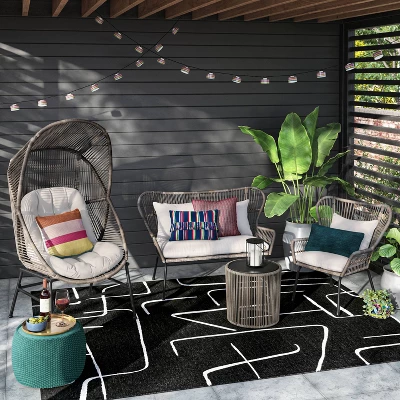 2pc Steel And Wicker Latigo Rust Resistant Outdoor Patio Club Chairs Gray - Threshold™ 3 2pc Steel And Wicker Latigo Rust Resistant Outdoor Patio Club Chairs Gray - Threshold™