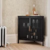 Mesh Corner Cabinet Black - Threshold™: Sleek Metal Storage With Golden Handles, V-Shaped Design -Whalen Furniture GUEST 8959981a 74f9 43e5 8587 bab96d72ab77