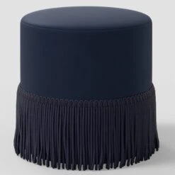Fringe Drum Ottoman In Velvet - Threshold™ -Whalen Furniture GUEST 89cc8c26 1b6e 442c be6f 38a24318b094