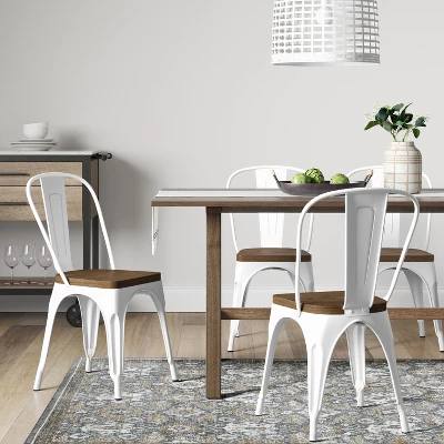 Set Of 2 Carlisle High Back Wood Seat Dining Chair Matte White - Threshold™ 3 Set Of 2 Carlisle High Back Wood Seat Dining Chair Matte White - Threshold™