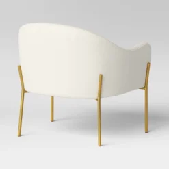 Gladden Barrel Accent Chair Cream Boucle/Brass - Threshold™: Gold-Tone Metal Legs, Curved Back, Upholstered Armchair -Whalen Furniture GUEST 8d5a0ad2 223c 4d29 a30d a346626a9a74
