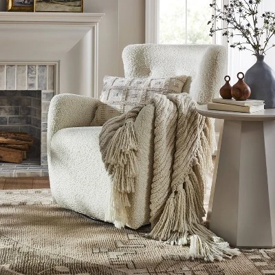 Kessler Swivel Accent Chair Cream Faux Shearling - Threshold™ Designed With Studio McGee: Luxury Glam Furniture, No Assembly Required 3 Kessler Swivel Accent Chair Cream Faux Shearling - Threshold™ Designed With Studio McGee: Luxury Glam Furniture, No Assembly Required