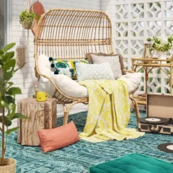 Wicker & Metal Outdoor Patio Chair, Egg Chair Natural - Threshold™ Designed With Studio McGee -Whalen Furniture GUEST 98121453 7012 488d ba4f 18f874372531