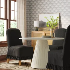 Rounded Back Slipcovered Dining Chair With Ruffle - Threshold™ -Whalen Furniture GUEST 98e18652 ab6b 4bc9 9cb9 854822cb9492