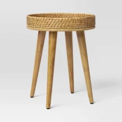 Round Natural Woven Accent Table - Threshold™ -Whalen Furniture GUEST 9ec8a24a 5b13 4d1b 8539 2a004aebfd6b