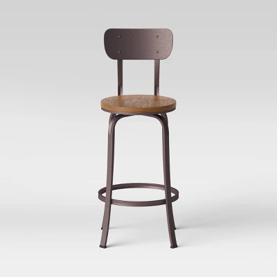 Dakota Swivel Wood Seat Barstool With Adjustable Legs Metal - Threshold™ 4 Dakota Swivel Wood Seat Barstool With Adjustable Legs Metal - Threshold™ - Image 2