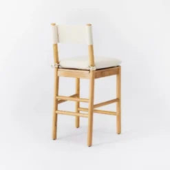 Emery Wood Counter Height Barstool With Upholstered Seat And Sling Back Natural - Threshold™ Designed With Studio McGee -Whalen Furniture GUEST 9f7f5d4d d259 4ec6 a838 71315204c3fa